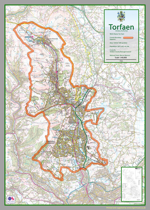 Torfaen County Map