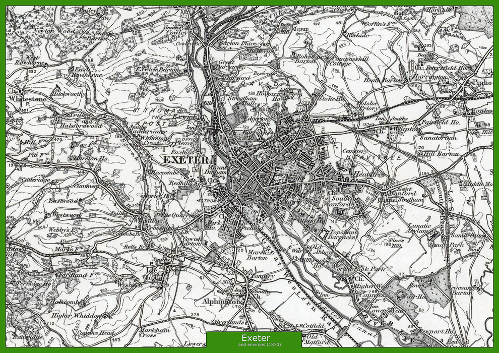 Exeter and Environs - Ordnance Survey of England and Wales 1870 Series