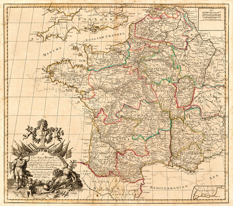 John Senex Post Map of France 1719