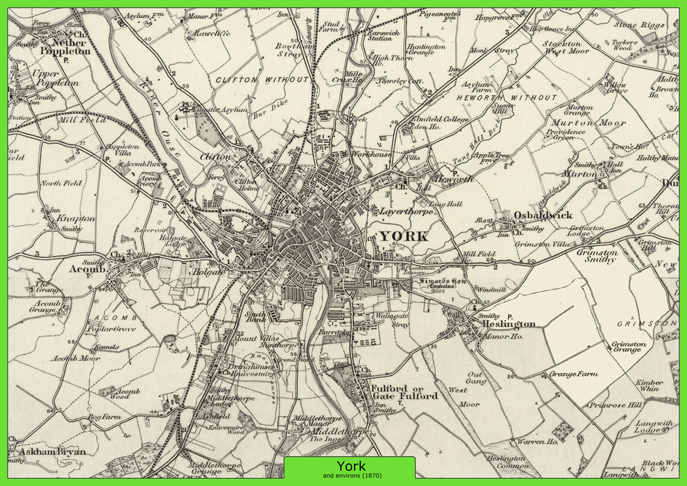 York and Environs and Environs Ordnance Survey Map 1870