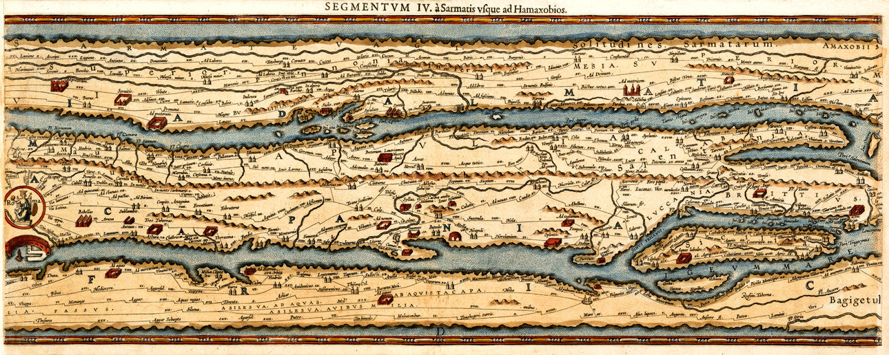 Peutinger Table Segment IV 1619 Early Road Map