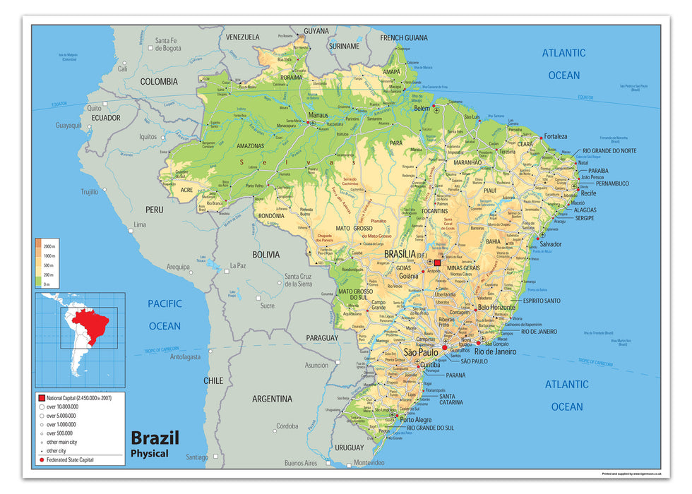 Brazil Physical Map