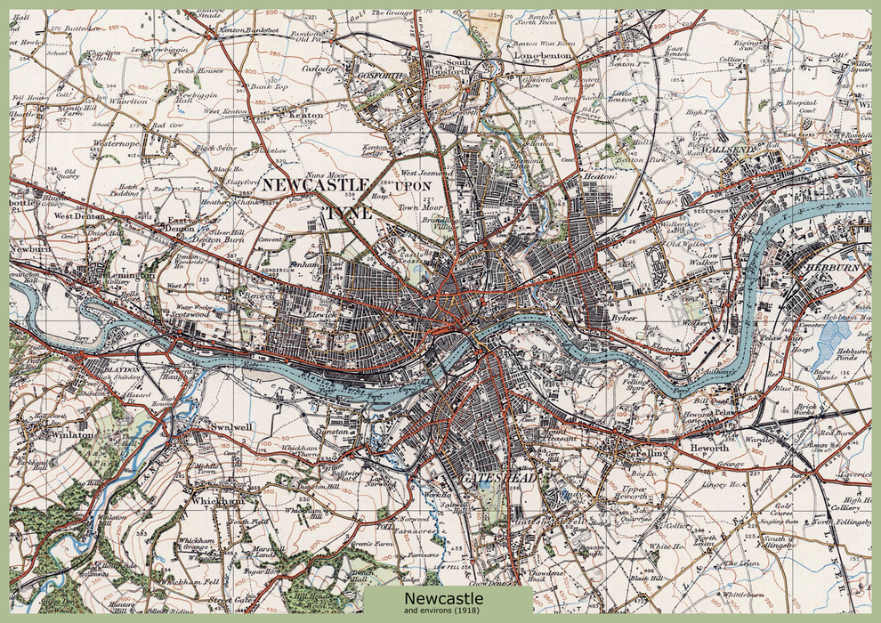 Newcastle and Environs Ordnance Survey Map 1920