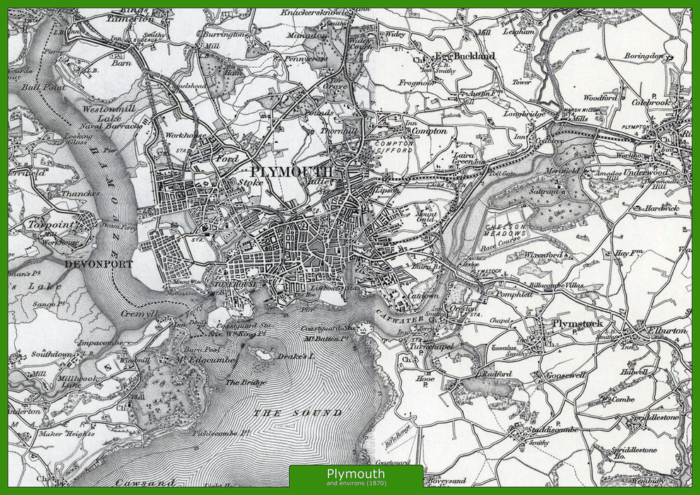 Plymouth and Environs - Ordnance Survey of England and Wales 1870 Series