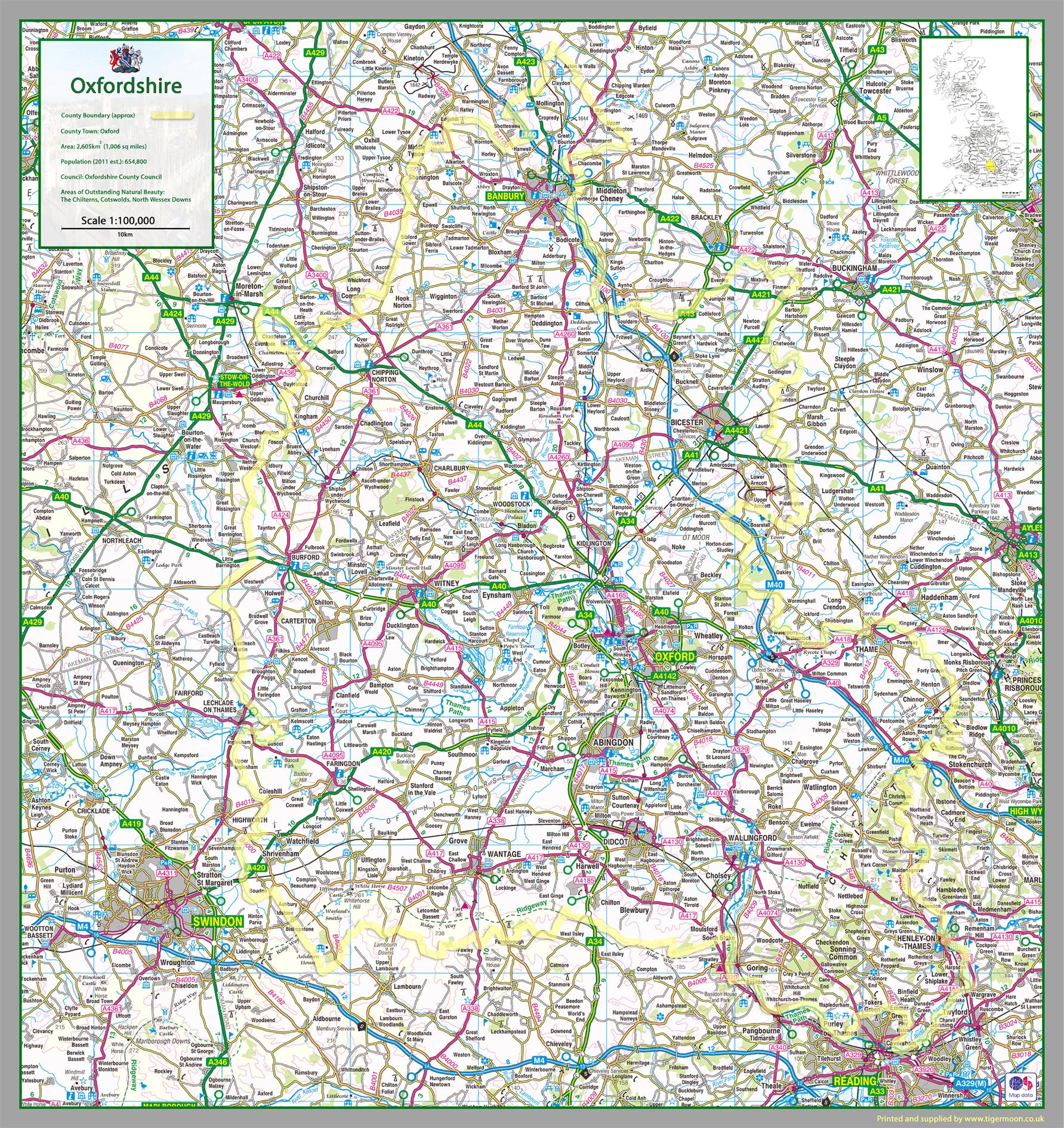 Oxfordshire County Map Towns Countryside Guide Oxfordshire County Map Towns Countryside Guide