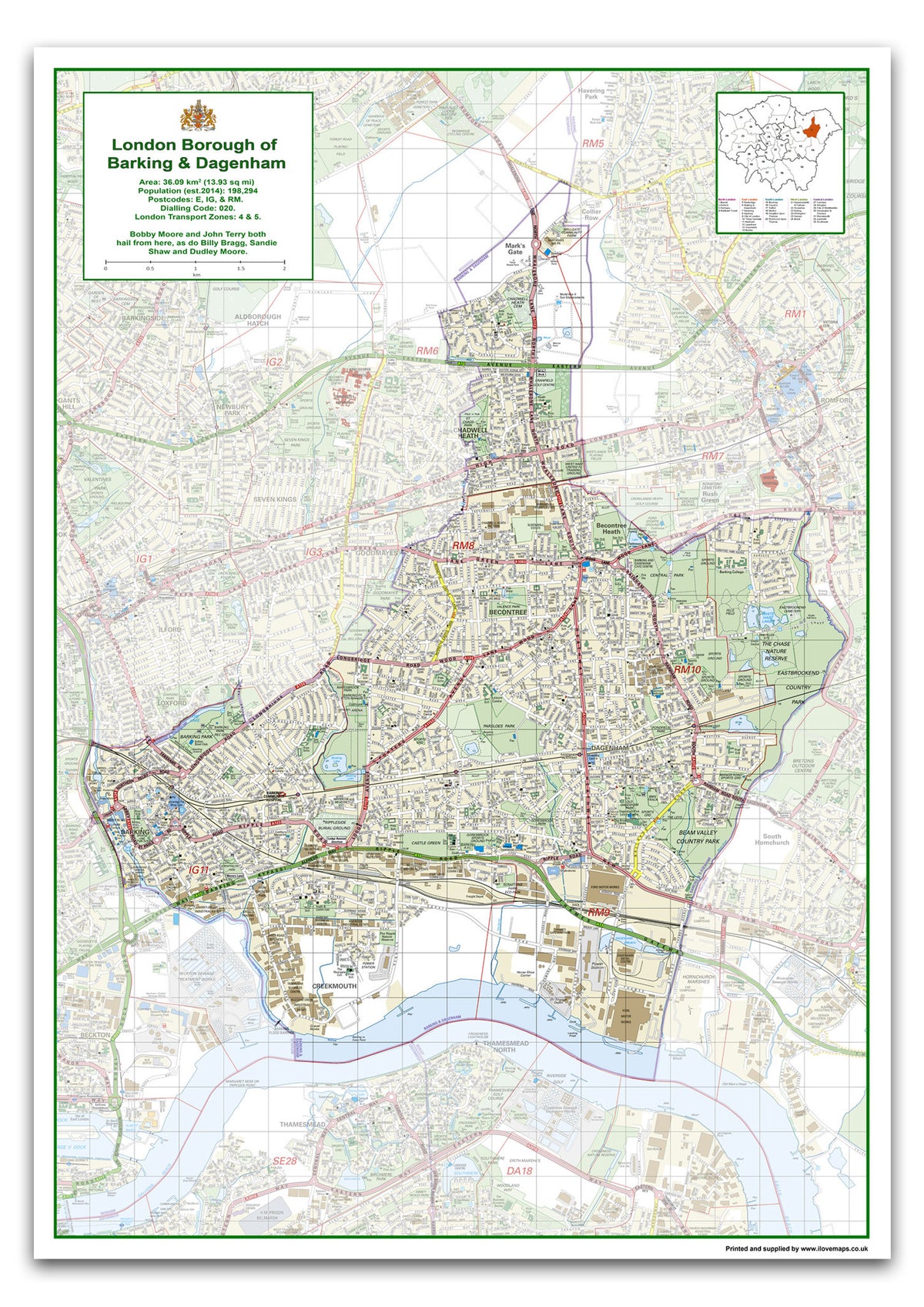 Barking & Dagenham London Borough Map I Love Maps