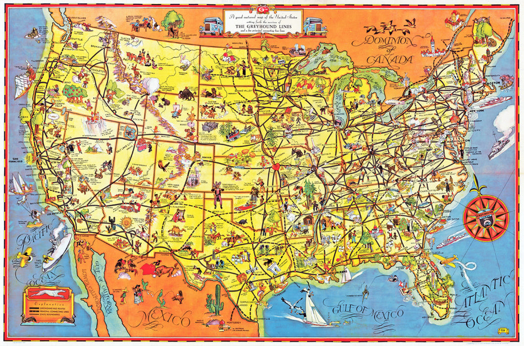 The Greyhound Route Map of the United States 1937