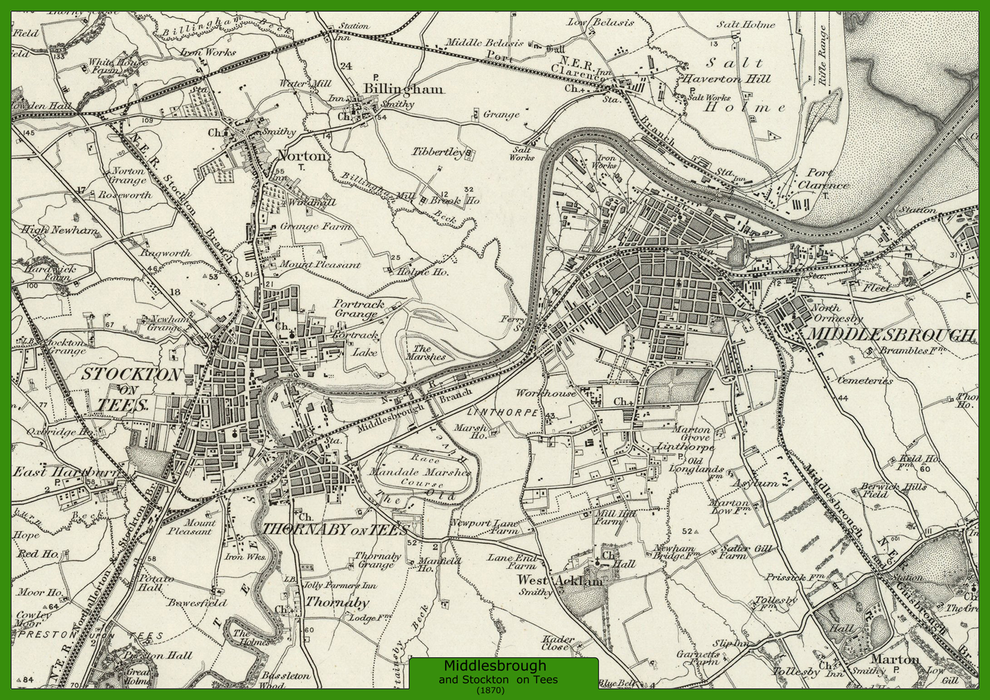 Middlesbrough and Environs - Ordnance Survey of England and Wales 1870 Series
