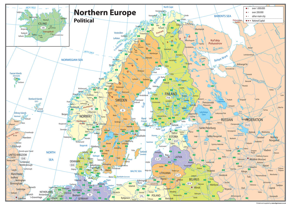 Northern Europe Political Map