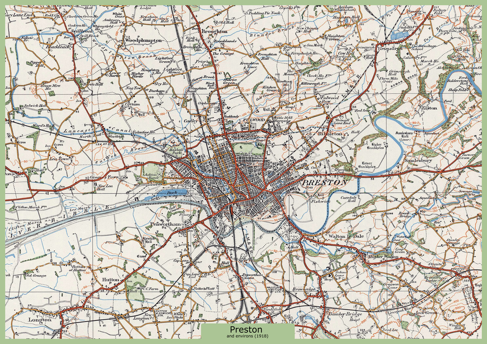 Preston and Environs Ordnance Survey Map 1920