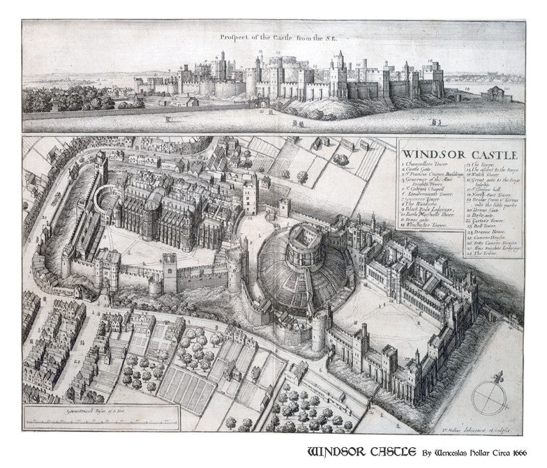 1666 - Windsor Castle by Wenceslaus Hollar (White)