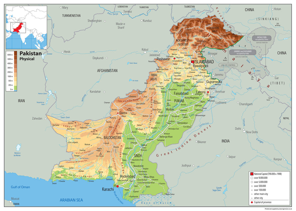 Pakistan Physical Map