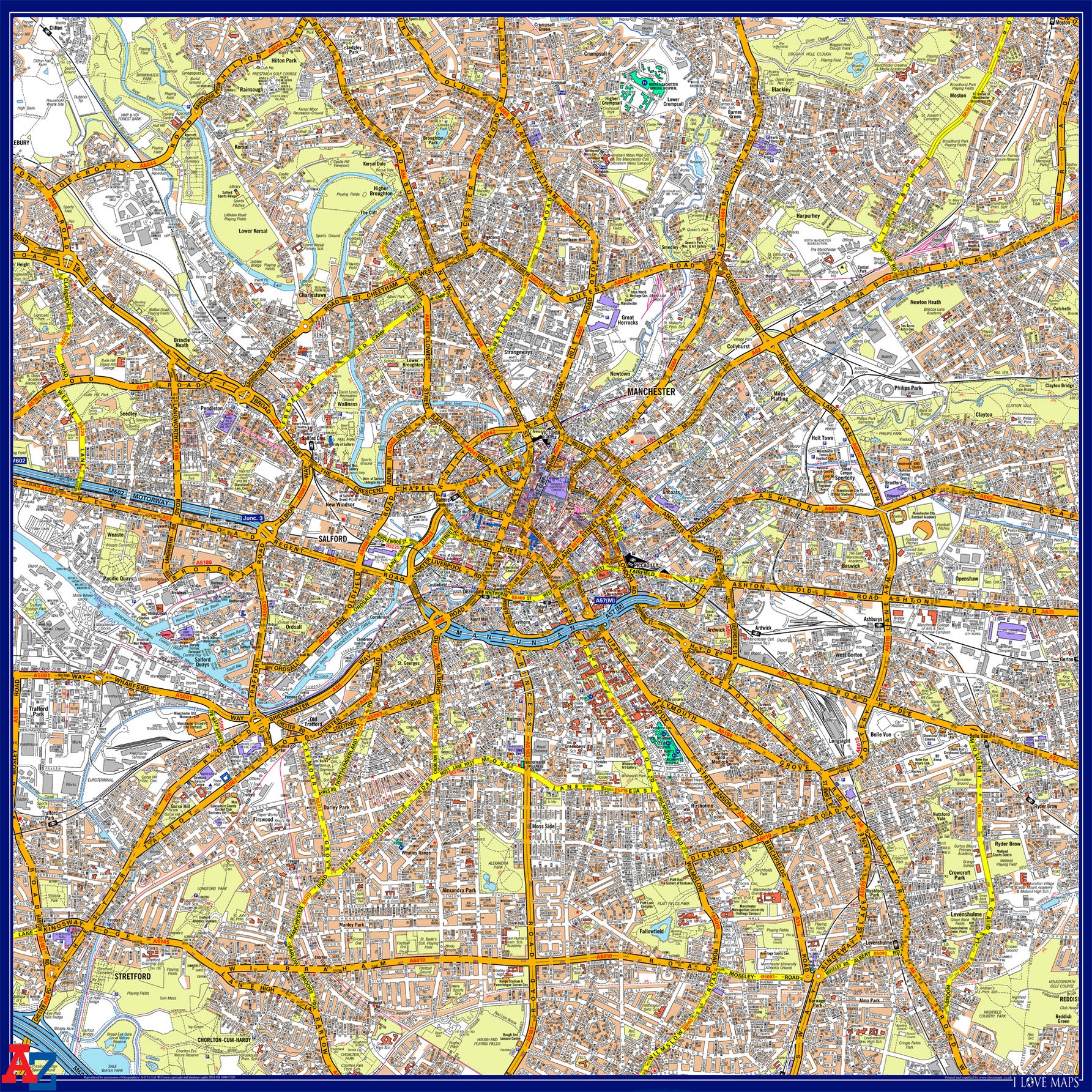 Manchester 10k x 10k A-Z Map– I Love Maps
