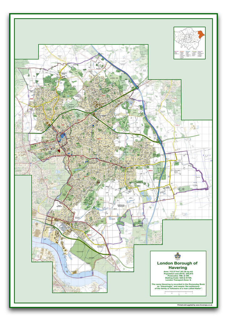 Havering London Borough Map | I Love Maps