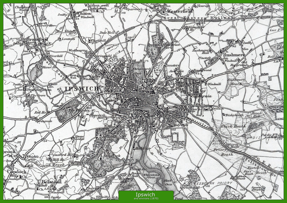 Ipswich and Environs - Ordnance Survey of England and Wales 1870 Series