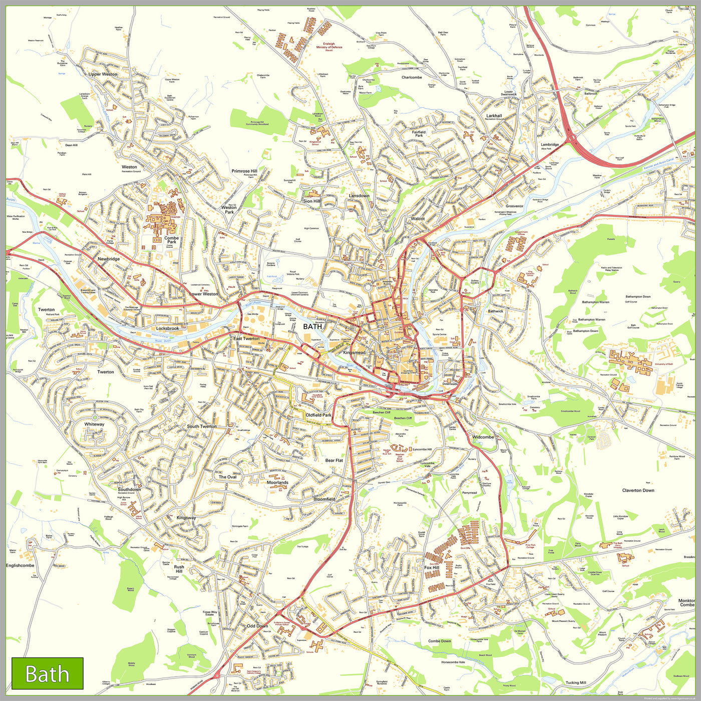 Bath Set Postcode Map Bath Street Map– I Love Maps