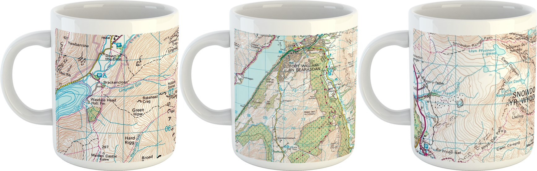 This set of the three national peaks are perfect for anyone in the national peaks or the National Three Peaks Challenge covering Ben Nevis, Scafell Pike and Snowdonia.  The image is highly detailed showing contours, lakes, paths, symbols and more.