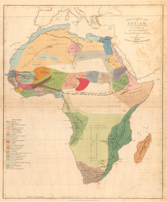 Ethnographical Map of Africa By Dr Prichard 1851