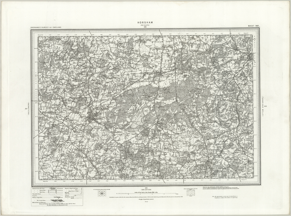 1890 Collection - Horsham (Reigate) Ordnance Survey Map