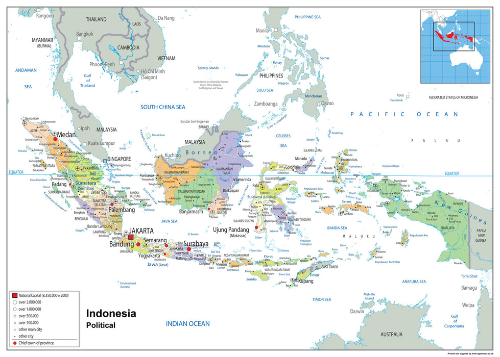 Indonesia Wall Map