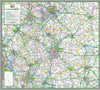 1:100,000 detailed map of Leicestershire, a county in the Midlands of England, UK.  This map covers the City of Leicester and towns:  Loughborough Hinckley Melton Mowbray Market Harborough