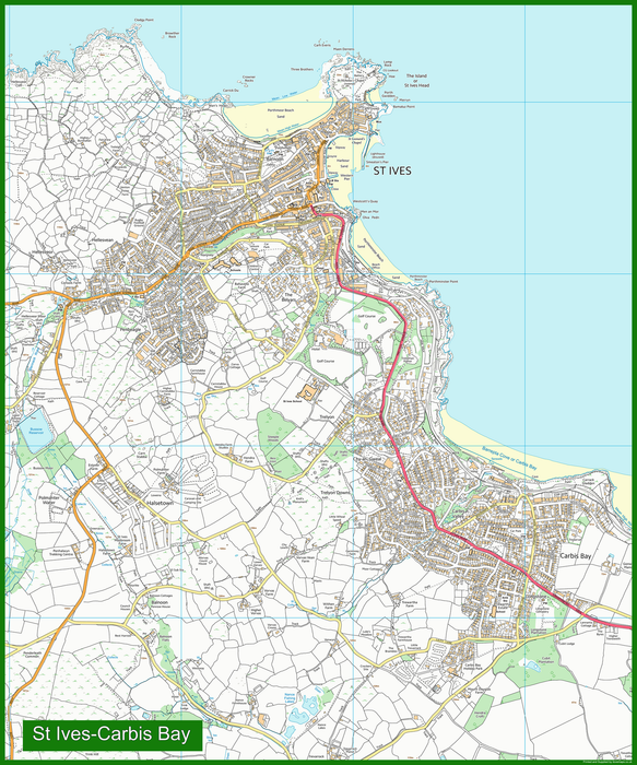 St Ives Street Coastal Area Map