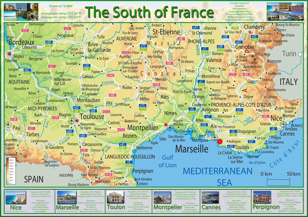 Illustrated Map of the South of France
