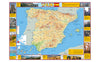 This map shows the physical aspects of Spain. It's clear, colourful and perfect for the wall. Features high quality photos of popular locations.  Spain is in Southwestern Europe. The largest cities are:  Madrid Barcelona Valencia Seville Zaragoza Málaga Murcia Palma Las Palmas de Gran Canaria Bilbao Alicante Cordova
