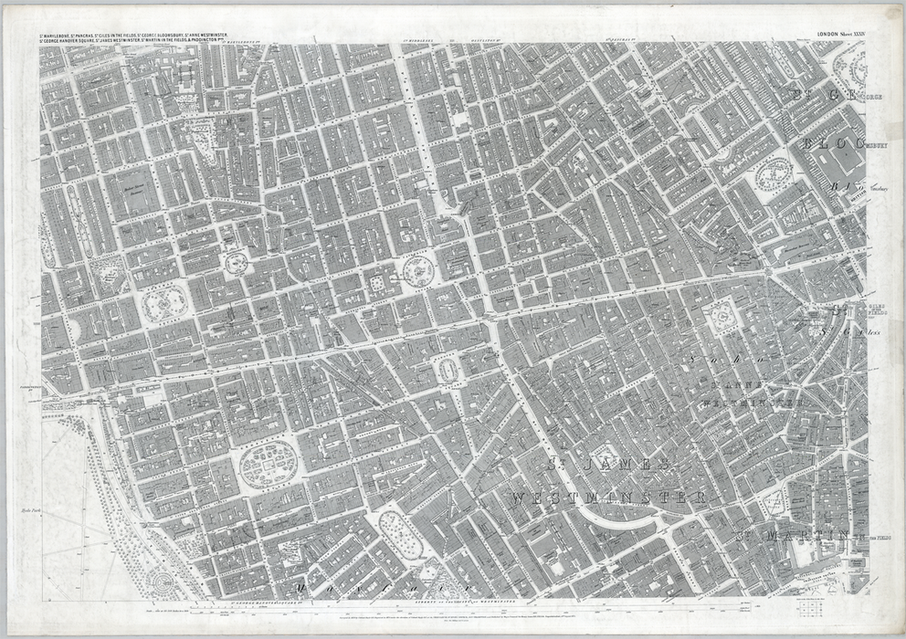 1890 London Oxford Street Ordnance Survey Map