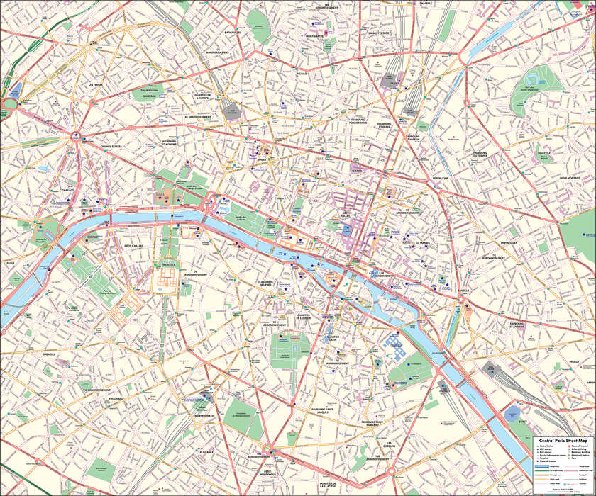 Paris Street Map - Central Paris