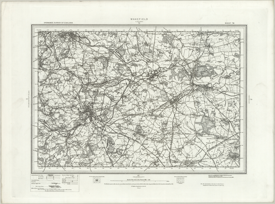 1890 Collection - Wakefield (Leeds) Ordnance Survey Map