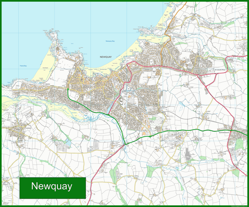 Newquay Street Coastal Area Map