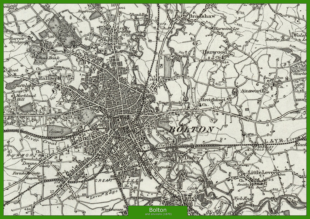 Bolton and Environs - Ordnance Survey of England and Wales 1870 Series