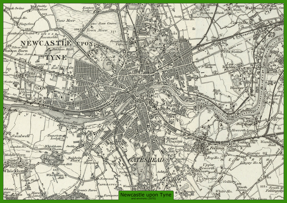 Newcastle and Environs Ordnance Survey Map 1870