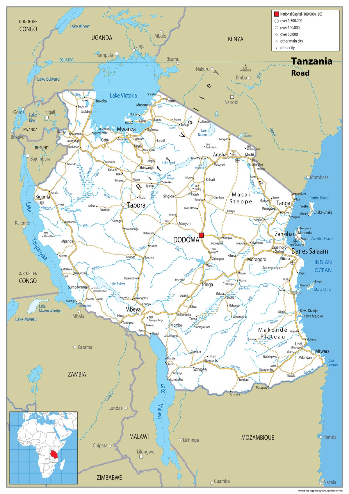 Tanroads Chart Tanzania Road Map– I Love Maps