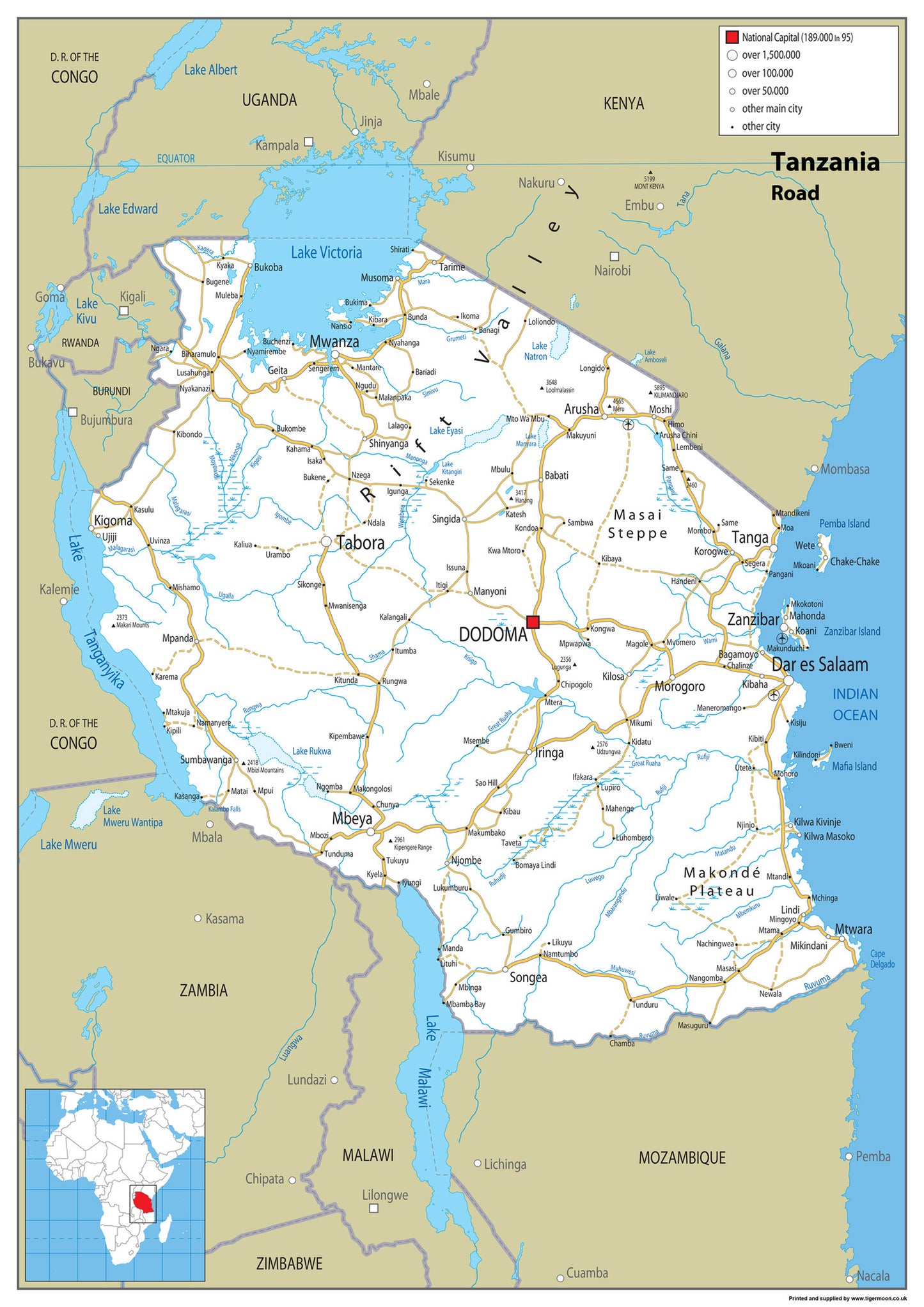 Tanzania Road Map– I Love Maps