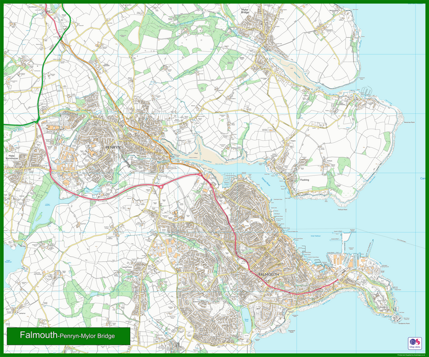 Falmouth, Penryn and Mylor Bridge Coastal Area Map