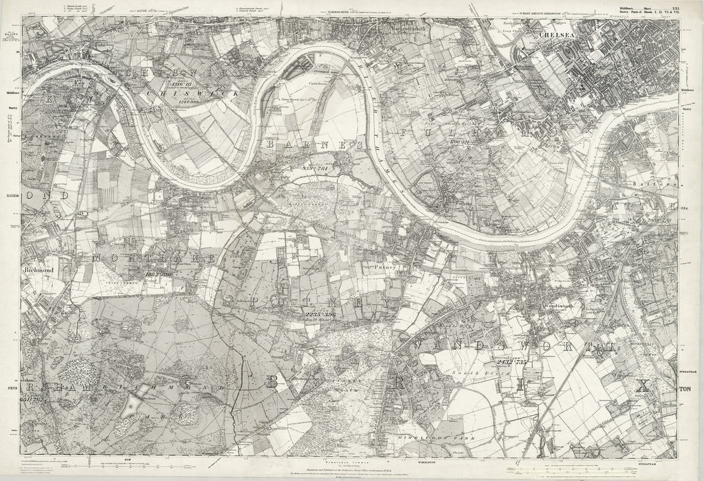 1872 Ordnance Survey Map of Southwest London