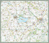 1:100,000 detailed map of the smallest county, Rutland, in the Midlands of England, UK  The map covers Rutland Water, Braunston, Belton, Cottesmore, Exton, Greetham, Ketton, Langham, Lyddington, Martinsthorpe, Normanton, Oakham, Ryhall, Casterton, Uppingham and Whissendine.