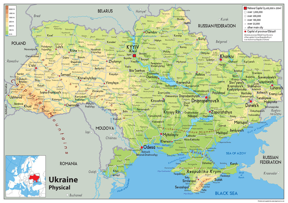 Ukraine Physical Map