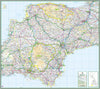 map of Devon, a county in the South of England, UK.  This map covers the towns      Dawlish     Exmouth     Sidmouth     Ilfracombe     Lynmouth     Torquay     Paignton     Brixham     Barnstaple     Bideford     Honiton     Newton Abbot     Okehampton     Tavistock     Totnes     Tiverton