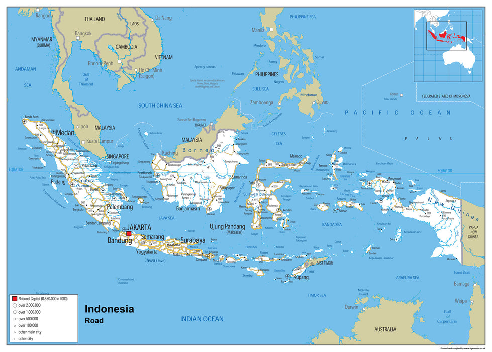 Indonesia Wall Map