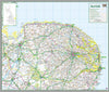 map of Norfolk, a county in England, UK.  This map covers the city of Norwich and the towns:      King's Lynn     Great Yarmouth     Thetford     Gorleston-on-Sea     Dereham     Taverham     Wymondham     North Walsham