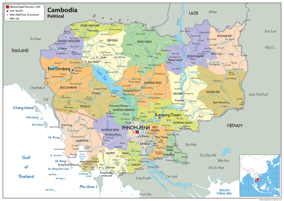 Cambodia Political Map
