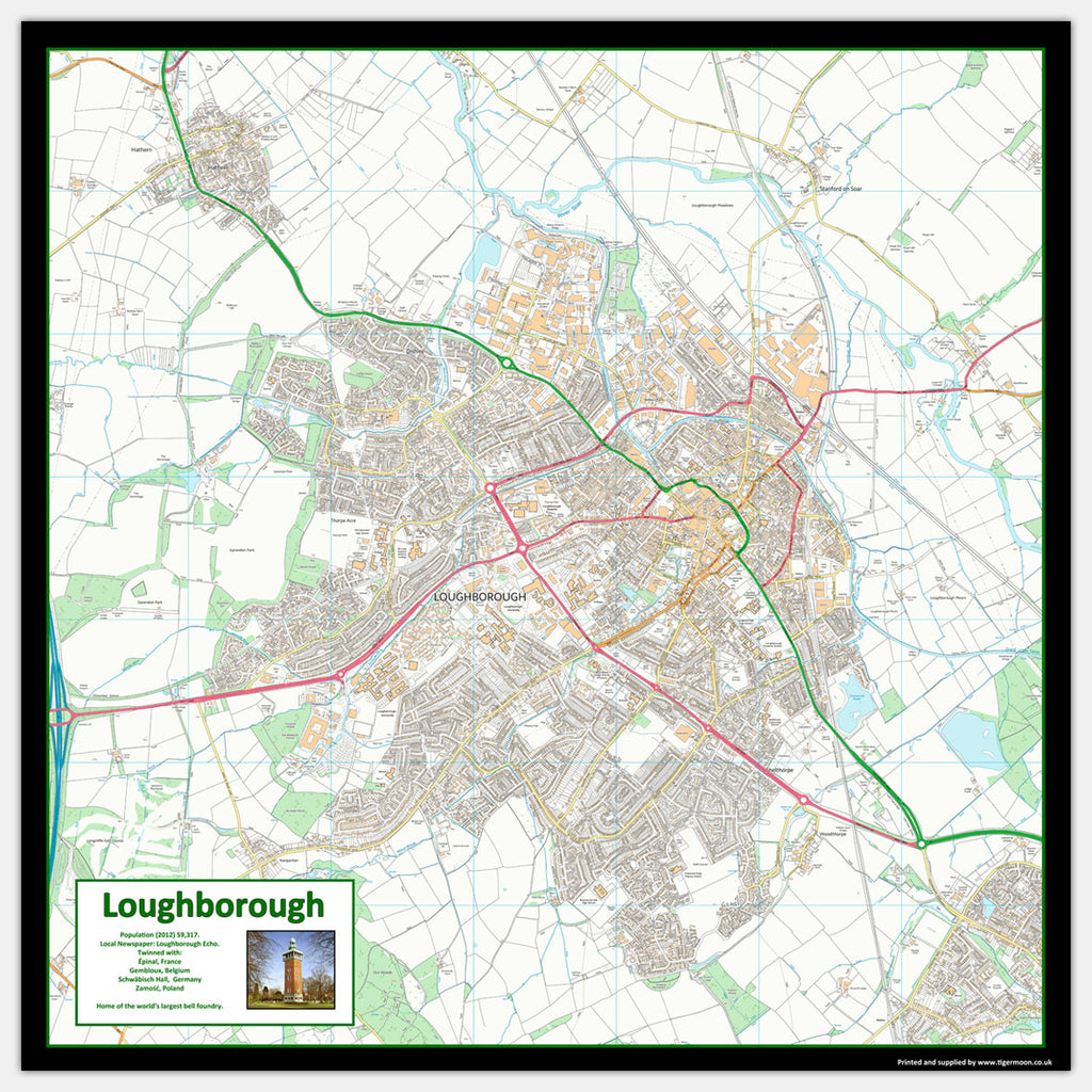 Loughborough Smaller Street Map I Love Maps
