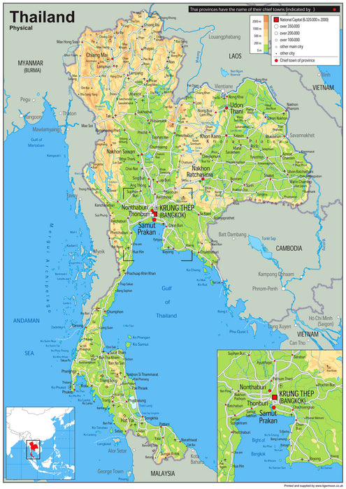 Thailand Physical Map