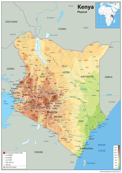 Kenya Physical Map– I Love Maps