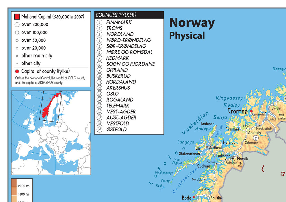 Norway Physical Map– I Love Maps