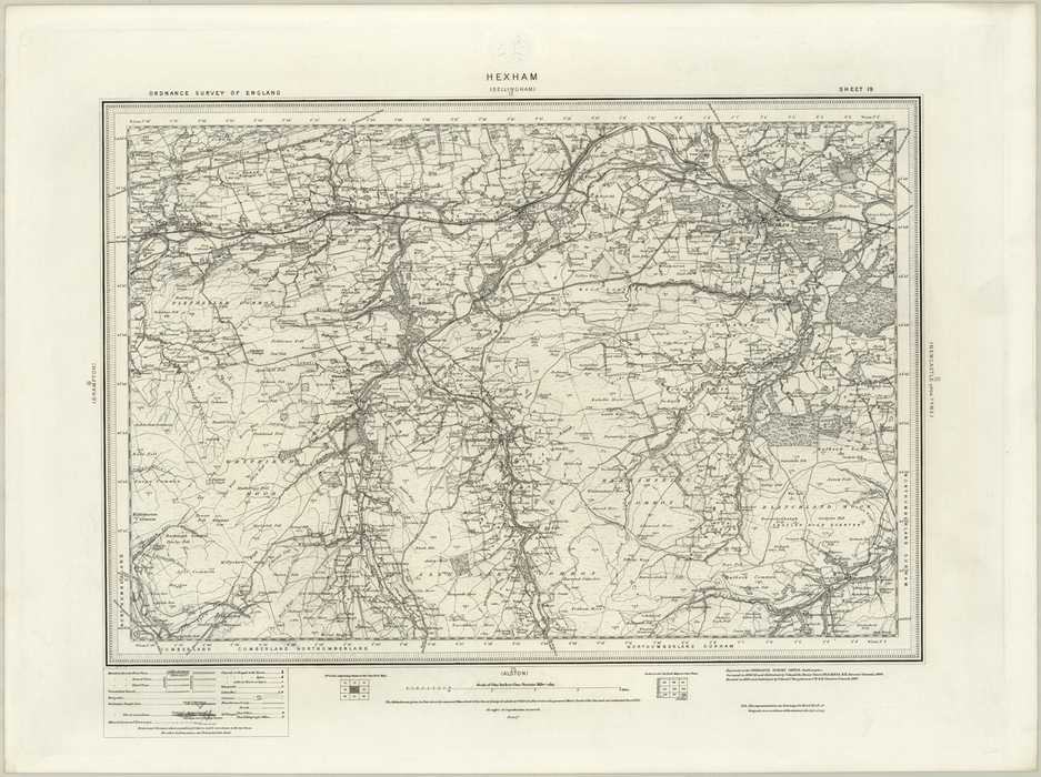 1890 Collection - Hexham (Bellingham) Ordnance Survey Map