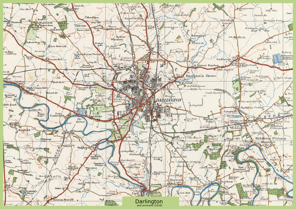 Darlington and Environs Ordnance Survey Map 1920